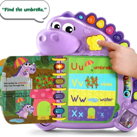 LeapFrog Dino's Delightful Day Alphabet Interactive Learning Book Purple/Green - Picture 9 of 16